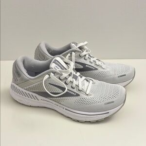 Brooks Adrenaline Gray and White Athletic Running Shoes with Breathable Mesh